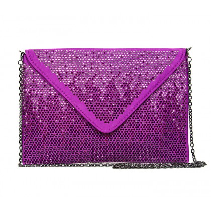 Evening Bag - 12 PCS - Satin Envelop Clutch w/ Graident Colored Rhinestones - Purple -BG-EBP2043PL